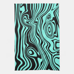Abstrakt Vinkar Teal Blue Kitchen Ditt Färg Kökshandduk