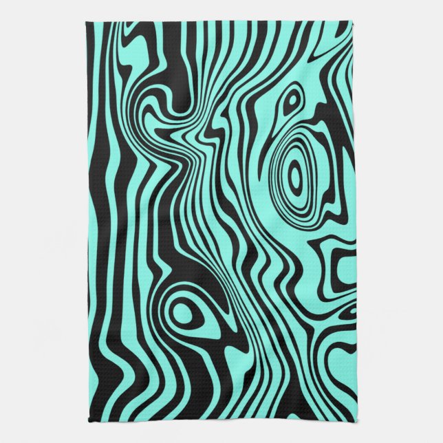 Abstrakt Vinkar Teal Blue Kitchen Ditt Färg Kökshandduk (Vertikal)