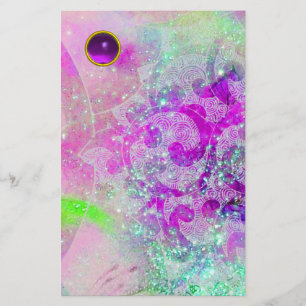 ABSTRAKT VINKAR Teal Blue, Rosa Lila Gemstone Brevpapper