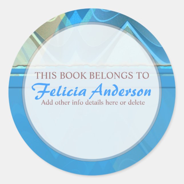 Abstrakt Vinkarare: Etikett för rund artistisk bok (Framsida)