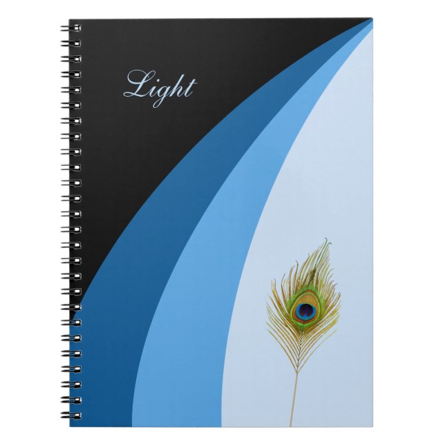 Abstrakt vinkarare i blå skuggor och fågelfjäder anteckningsbok (Framsidan)