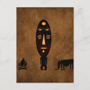 Abstrakt vintage afrikansk tribal scenkonst vykort