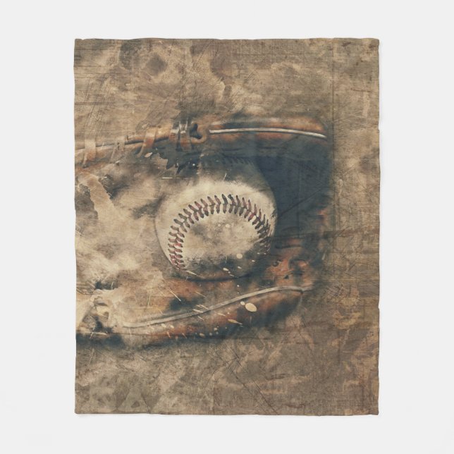 Abstrakt Vintage Baseball Fleecefilt (Framsidan)