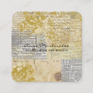 Abstrakt Vintage Collage Fyrkantigt Visitkort
