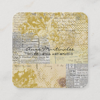 Abstrakt Vintage Collage Fyrkantigt Visitkort