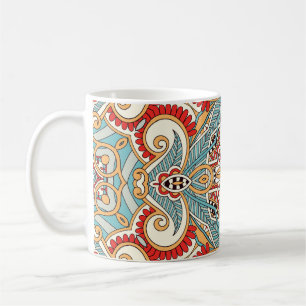 Abstrakt Vintage Grafiskt Upprepa Tapet Kaffemugg
