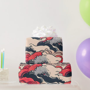 Abstrakt Vintage Oceanen Vinkarare japanska Stil A Presentpapper