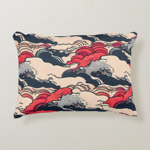 Abstrakt Vintage Oceanen Vinkarare japanska Stil A Prydnadskudde