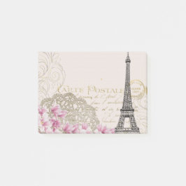 Abstrakt Vintage Romantic Eiffel Torn Art Post-it Block