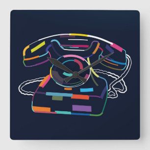 Abstrakt vintage telefon fyrkantig klocka