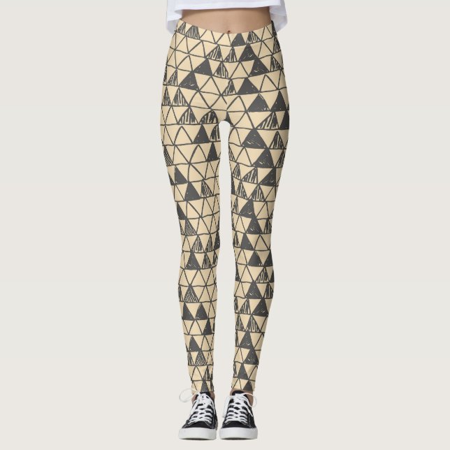 Abstrakt Vintage Triangle Mönster. Leggings (Framsida)