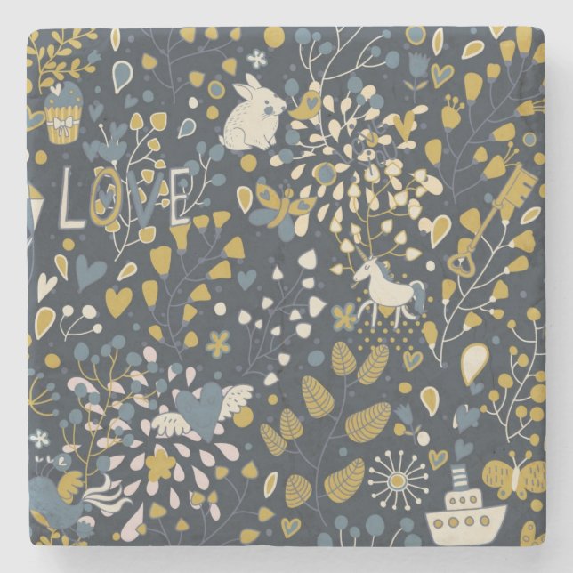 Abstrakt vintagemönster underlägg sten (Framsidan)