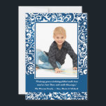 Abstrakt Vinterstjärnor och Virvlar Födelsedagskor Julkort<br><div class="desc">Ett slående vitt på blått mönster med virvlar,  prickar och stjärnor. Vacker som julkort eller vinterinbjudan till en födelsedagsfest.  Kortet är lätt att anpassa med din egen text,  teckensnitt,  typsnittsfärg och val av sex papperssorter.</div>