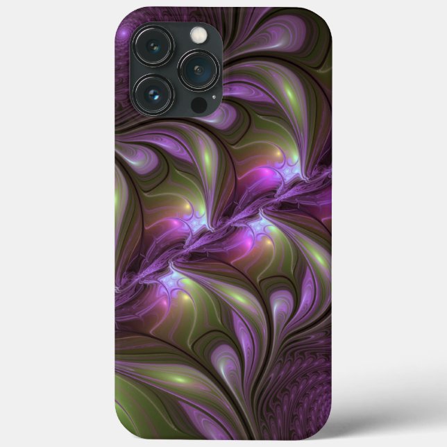 Abstrakt Violet Lila Khaki Fractal Art (Baksida)