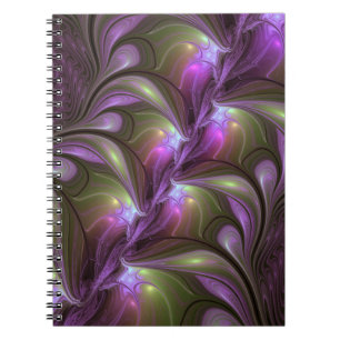 Abstrakt Violet Lila Khaki Fractal Art Anteckningsbok