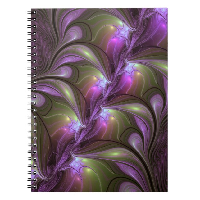 Abstrakt Violet Lila Khaki Fractal Art Anteckningsbok (Framsidan)