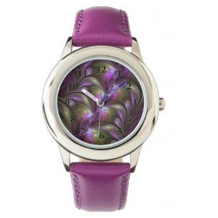 Abstrakt Violet Lila Khaki Fractal Art Armbandsur
