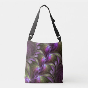 Abstrakt Violet Lila Khaki Fractal Art Axelväska