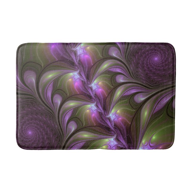 Abstrakt Violet Lila Khaki Fractal Art Badrumsmatta (Framsidan)