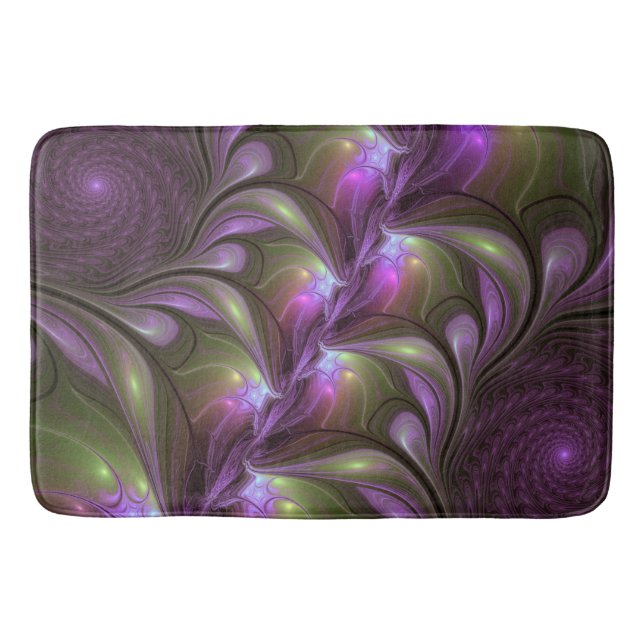 Abstrakt Violet Lila Khaki Fractal Art Badrumsmatta (Framsidan)