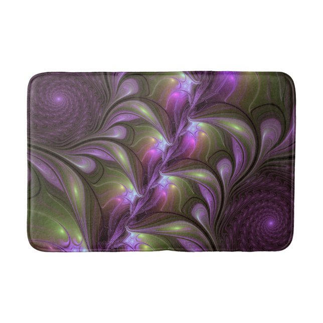 Abstrakt Violet Lila Khaki Fractal Art Badrumsmatta (Framsidan)