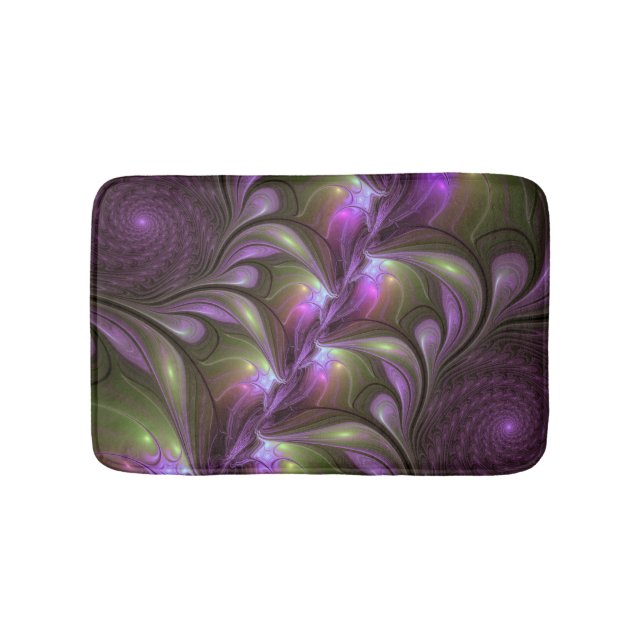 Abstrakt Violet Lila Khaki Fractal Art Badrumsmatta (Framsidan)