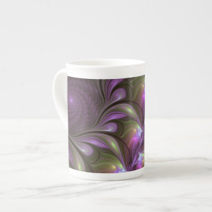 Abstrakt Violet Lila Khaki Fractal Art Benporslin Mugg