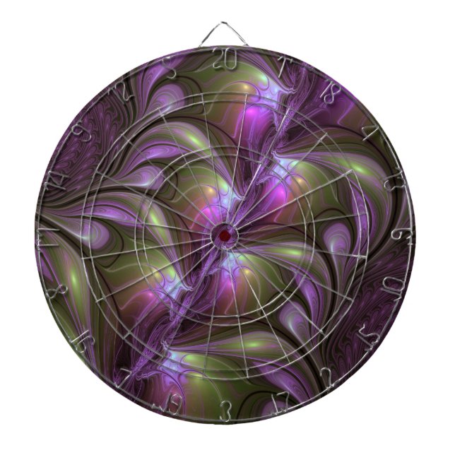 Abstrakt Violet Lila Khaki Fractal Art Darttavla (Framsidan)