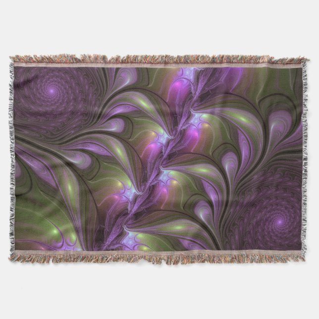 Abstrakt Violet Lila Khaki Fractal Art Filt (Framsidan)