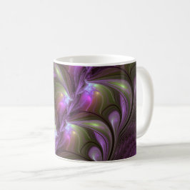 Abstrakt Violet Lila Khaki Fractal Art Kaffemugg