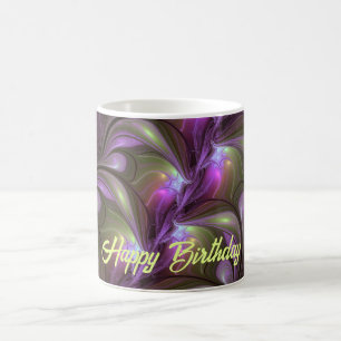 Abstrakt Violet Lila Khaki Fractal Art Kaffemugg
