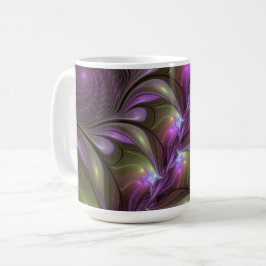 Abstrakt Violet Lila Khaki Fractal Art Kaffemugg