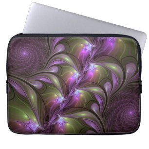 Abstrakt Violet Lila Khaki Fractal Art Laptop Fodral
