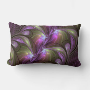 Abstrakt Violet Lila Khaki Fractal Art Lumbarkudde