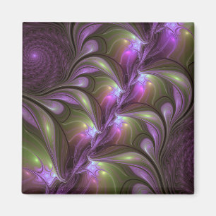 Abstrakt Violet Lila Khaki Fractal Art Magnet
