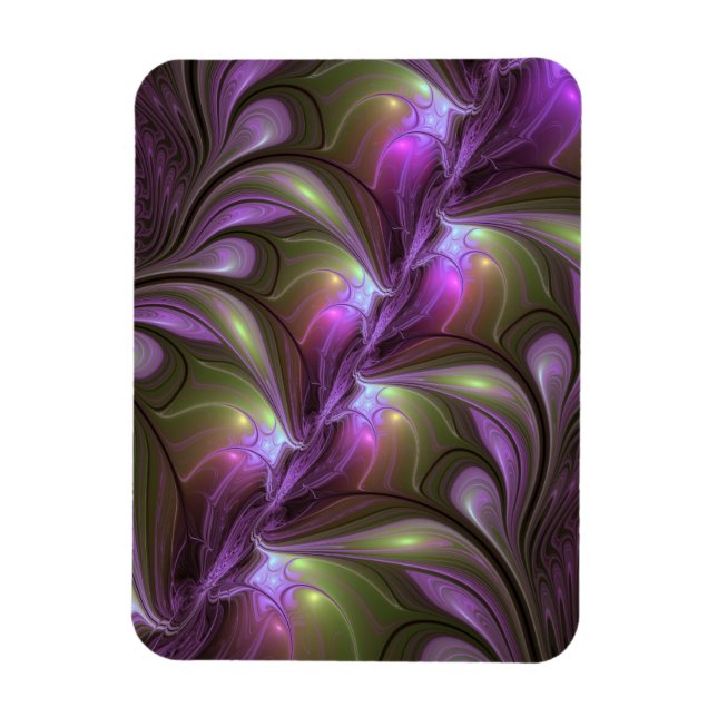 Abstrakt Violet Lila Khaki Fractal Art Magnet (Vertikal)