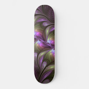 Abstrakt Violet Lila Khaki Fractal Art Mini Skateboard Bräda 18,5 Cm