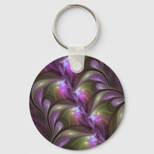 Abstrakt Violet Lila Khaki Fractal Art Nyckelring