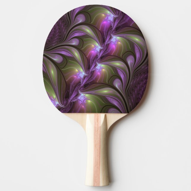 Abstrakt Violet Lila Khaki Fractal Art Pingisracket (Framsidan)