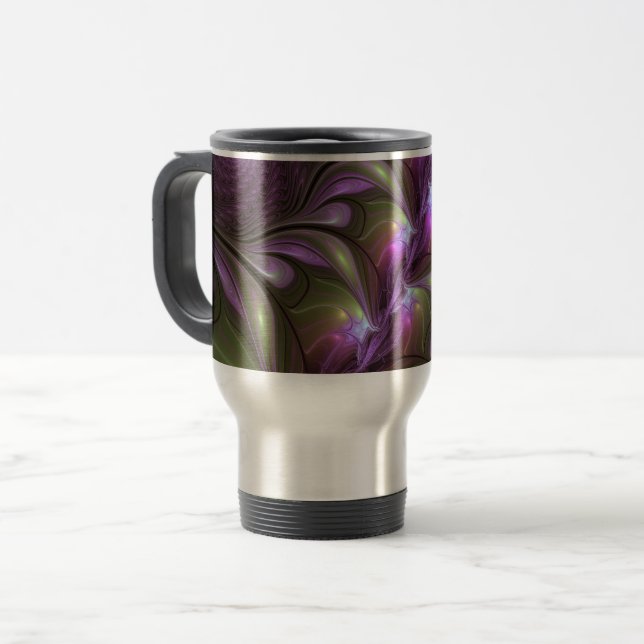 Abstrakt Violet Lila Khaki Fractal Art Resemugg (Framsida vänster)