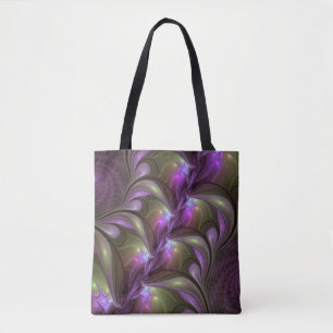 Abstrakt Violet Lila Khaki Fractal Art Tygkasse