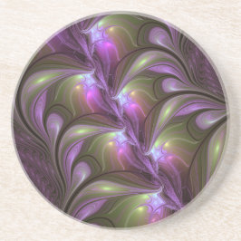Abstrakt Violet Lila Khaki Fractal Art Underlägg