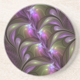 Abstrakt Violet Lila Khaki Fractal Art Underlägg