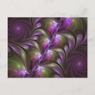 Abstrakt Violet Lila Khaki Fractal Art Vykort