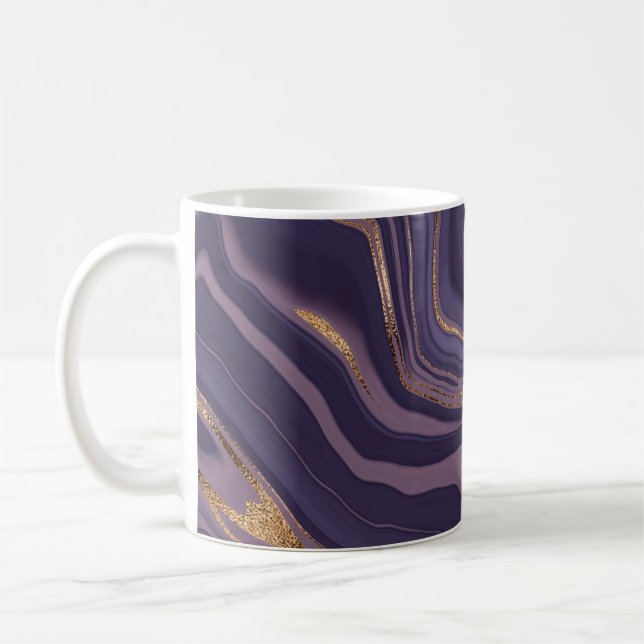 Abstrakt violet marmor med guld kaffemugg (Vänster)