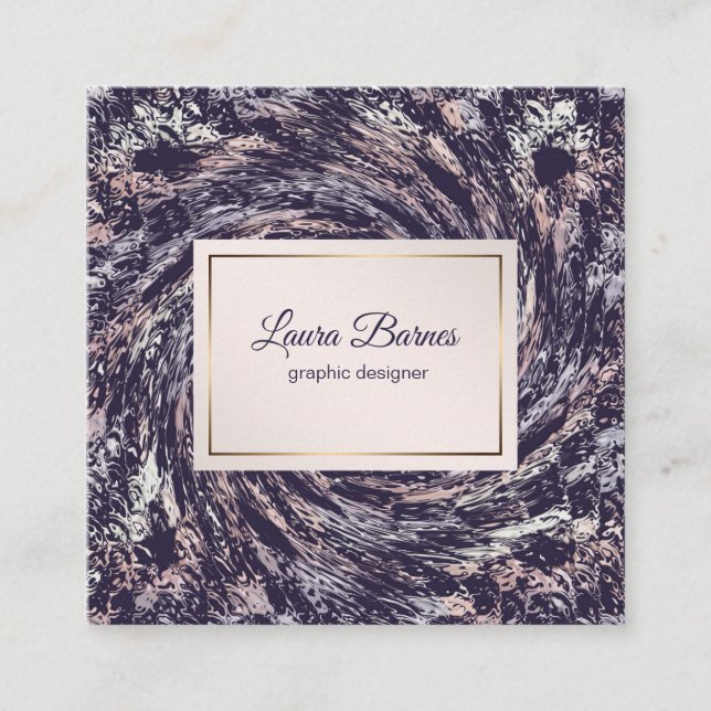 Abstrakt violett rosaspiral fyrkantigt visitkort (Framsida)