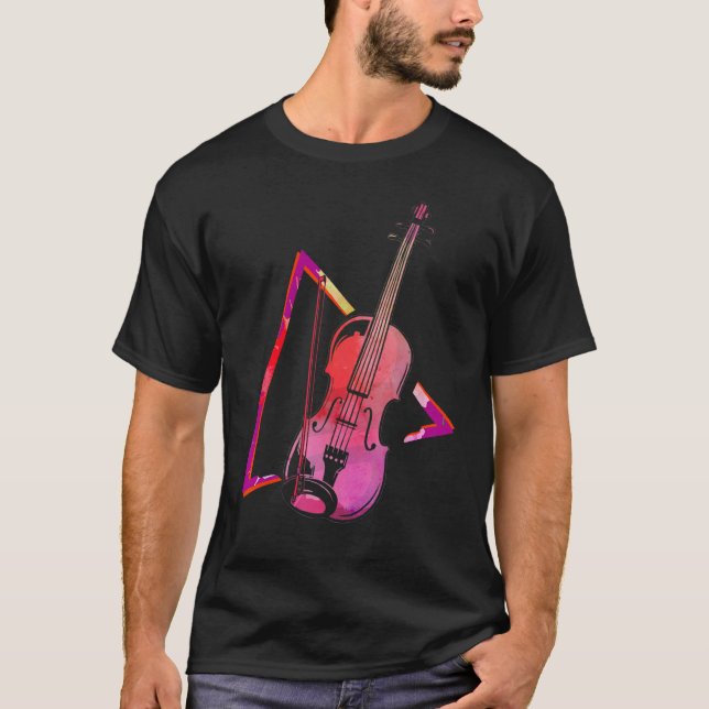 Abstrakt Violin Fiddle Orchestra Violinist T Shirt (Framsida)