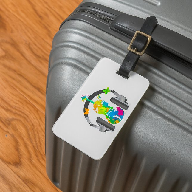 Abstrakt Violin med hörlurar och Music Art Bagagebricka (Skapare uppladdad)