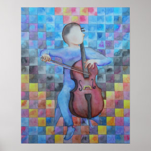 Abstrakt violoncellmanlig poster