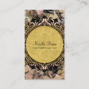 Abstrakt Virvel Rosa Svart & Guld Glam Grunge Kons Visitkort